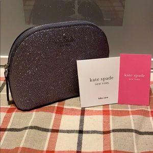 Kate spade makeup purse in space grey silver NWT
